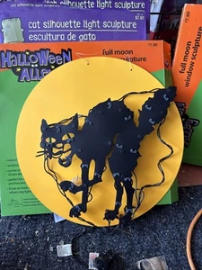 Halloween Alley 16” Glowing Moon Window Sculpture, Cat, Indoo/Outdoor Vintage - Picture 1 of 3
