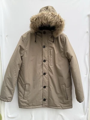 Brave Soul Outdoor Edition Jacket Beige Parka Faux Fur Winter Warm Mens XL - Image 1 of 4