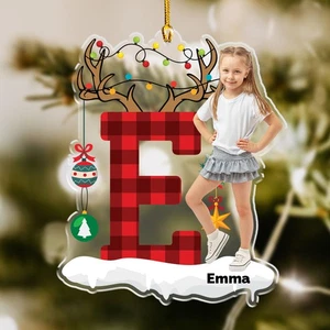 Personalized Photo Ornament Christmas Custom Letter Name Ornament Kids Xmas Gift - Picture 1 of 8