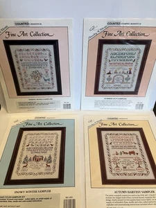 4 Vintage Needles N’Hoops Fine Art Spring Snowy Sun Autumn Cross Stitch Patterns - Picture 1 of 5