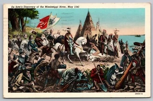 Postcard: Discovery Of The Mississippi, C. F. Williams, Curt Teich, Posted 1959 - Picture 1 of 2