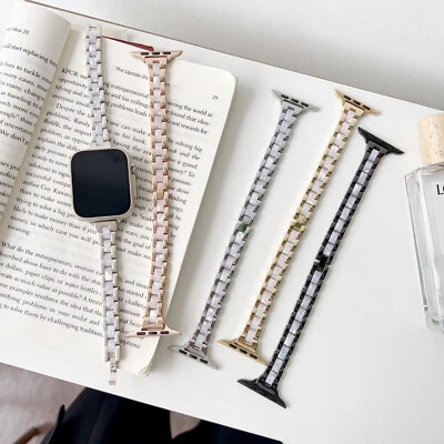 Slim Lightweight Resin Metal Strap For iWatch Series 9 8 SE 7 6 5 4 3 Ultra 2 1 - Image 1 of 4