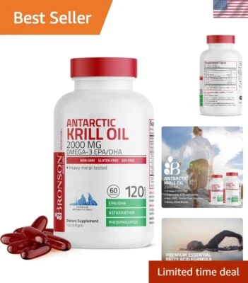 Aceite de Krill Antártico 2000 mg con Omega-3 EPA, DHA, Astaxantina y Fosfoli... Foto 1 de 4
