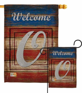 Patriotic O Initial Garden Flag Americana Decorative Gift Yard House Banner - Picture 1 of 19