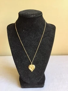Damen Jugendstil Stil Metall goldfarben Herz Anhänger Kette Glieder Halskette 10"L - Bild 1 von 5