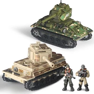 HI-REEKE Tank Building Block Set T-34 & Tiger Panzer WW2 Military Toy for Boy - Picture 1 of 7