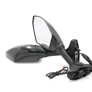 Carbon Rear View Side Mirrors Turn Signal LED Indicator For Suzuki GSX-R750 - Picture 1 of 9
