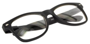 CLEAR LENS BLACK MATTE GLASSES CLASSIC VINTAGE RETRO SUNGLASSES SHADES UVB UVA - Picture 1 of 8
