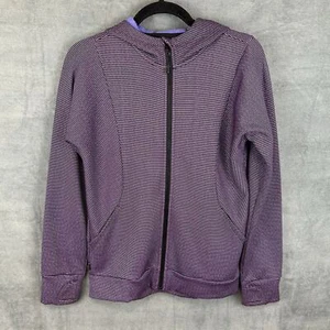 Athleta Girl Jacket XXL/16 Space Dye Fearless Stripe Fleece Lined Full Zip Hood - Picture 1 of 14