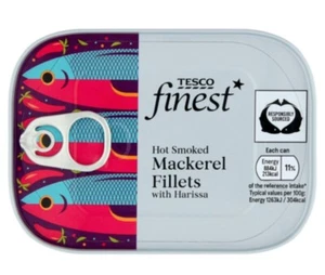 Tesco Finest Hot Smoked Mackerel Fillets With Harissa 1x110G Omega 3 Fish Keto - Picture 1 of 1