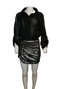 Elie Tahari Women's Knit Black See-through Jacket Casual Size Large 12-14  - Picture 1 of 13