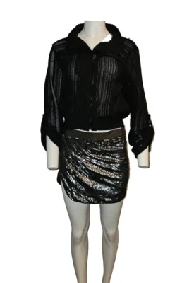 Elie Tahari Women's Knit Black See-through Jacket Casual Size Large 12-14  - Image 1 of 4
