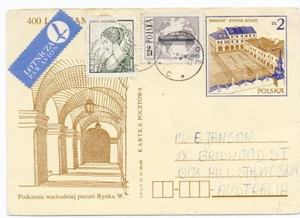 Cubierta de tarjeta de papelería postal mejorada Polonia 1980 Narol a Australia - Imagen 1 de 3