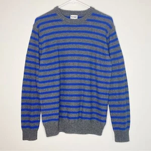 Old Navy Sweater Men Medium Gray Blue Stripe Crew Long Sleeves Cotton Blend - Picture 1 of 8