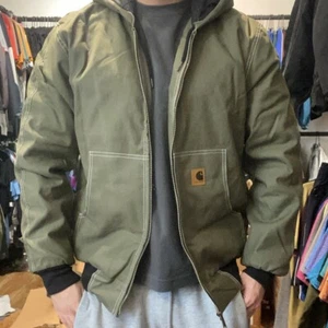 Carhartt Vintage Style Rework Workwear Active Hooded Olive Green Jacket - SIZE M - Picture 1 of 6