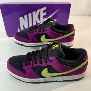Nike SB Dunk Low Pro Sneakers Size 7.5 Red Plum Black Taxi Citrin Shoes NEW - Picture 1 of 8