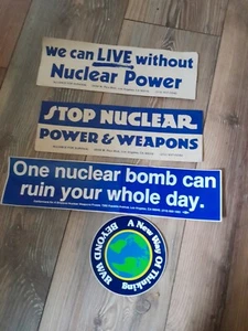 ANTI NUCLEAR WAR PROTEST BUMPER STICKER LOT 1970S HIPPIE PUNK STICKERS - Picture 1 of 4