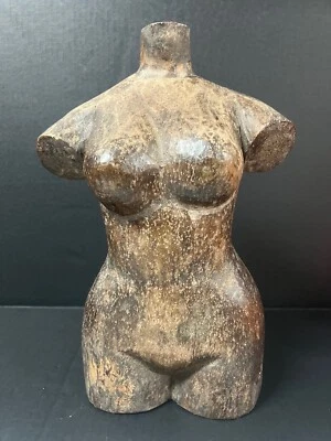 CARVED WOOD PAPER MACHE MOLD/SCULPTURE OF FEMALE MANNEQUIN - TORSO #903 - Image 1 of 4