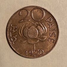 1970 India 20 Paise Brass
