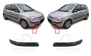 NUEVO PAR NEGRO PARA HYUNDAI GETZ 2002-2005 MOLDURAS DE PARACHOQUES DELANTERO - Imagen 1 de 4