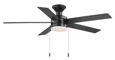 Hampton Bay Caltris 52" LED Indoor/Outdoor Matte Black Ceiling Fan with Light - Image 1 of 3