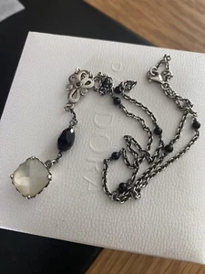 V Rare Pandora ‘Elegant Sincerity’ Y Drop Mother Of Pearl, Onyx & CZ Necklace 48 - Picture 1 of 10