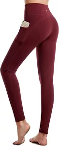 CAMBIVO Women Yoga Pants Active Wear High Waist Leggings Wine Red Size 12 - Picture 1 of 8