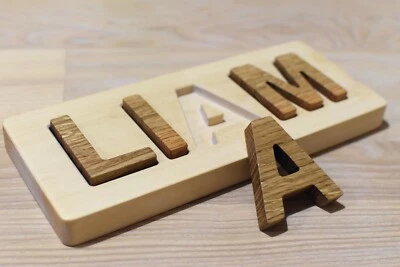 Wood Name Puzzle Personalized Wood Letter Puzzle Learning Toy Baby Shower Gift  - Image 1 of 4