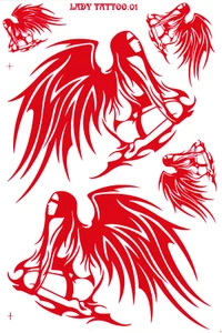 Planche lot stickers autocollants lady girl tattoo rouge mobilier moto tribal - Picture 1 of 2