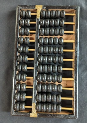 Holz Abacus Rechner - Holzrahmen mit Messingbeschlägen - Bild 1 von 4