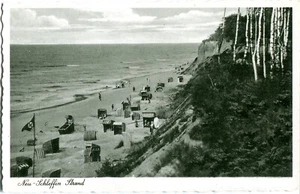 AK Ostseebad NEU-SCHLEFFIN /SCHLEFFIN /GREIFENBERG /Pommern Strand, Fahne 1937 - Picture 1 of 1