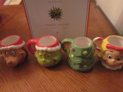 Tazas de Navidad Pottery Barn Kids Dr. Seuss The Grinch S/4 nuevas en caja/con etiqueta RARAS Foto 1 de 4