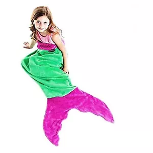 Blankie Tails Green & Pink Blanket The Original Mermaid Blanket, Kids Size - Picture 1 of 5