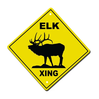Yellow Aluminum Crossing Sign Elk Cross Xing Diamond Street Signal - image 1 of 4