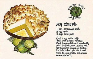 Postcard Florida Key Pie Recipe Gran'ma Golds' NrMINT 1960s-70s - Picture 1 of 1