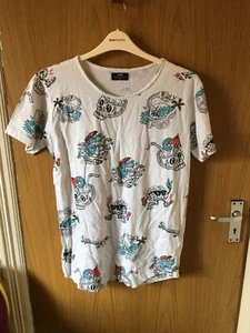 INSD Inside Youth size M white short sleeve T shirt with skull pattern - Picture 1 of 4