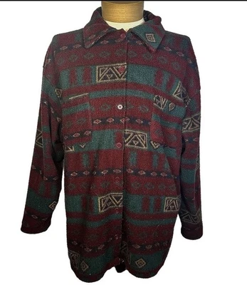 Chaqueta Camisa Vintage Años 90 Estampado Azteca Polar Abotonada Foto 1 de 3