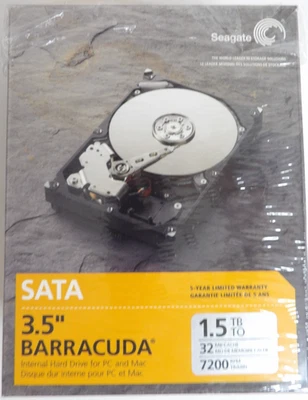 SEAGATE 3.5" BARRACUDA INTERNAL HARD DRIVE PC MAC 1.5 TB 32 MB CACHE NIP SEALED - Image 1 of 4