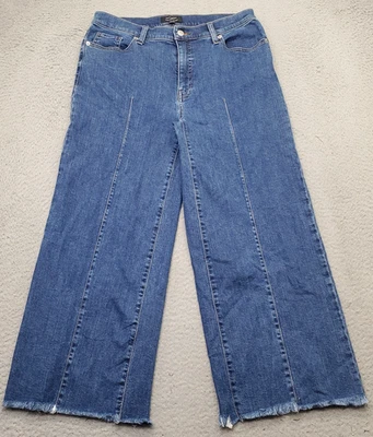 Pantalones de mezclilla recortados Banana Republic para mujer 30/10 azul tiro alto pierna ancha dobladillo crudo Foto 1 de 4