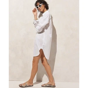 J.Crew Relaxed-fit beach shirt in linen-cotton blend Small White NWT - Picture 1 of 8