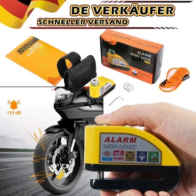 AUCHIVES Motorrad-Alarmanlage Scheibenbremsschloss Motorradschlösser mit Erinnerungskabel