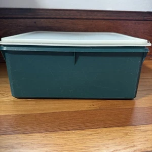 Tupperware Vintage Verde Oscuro 166 Guardián Cuadrado 12x12x5" y Sello Transparente 223 - Imagen 1 de 11