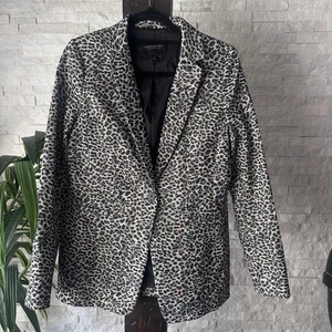 Banana Republic Schnee Leopardenmuster schwarz grau lang und schlank Blazer Größe 8 - Bild 1 von 8