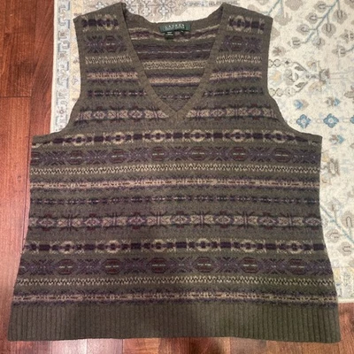 Lauren Ralph Lauren жилет L из овечьей шерсти свитер жилет Fair Isle Knitwear женщин M - Изображение 1 из 4