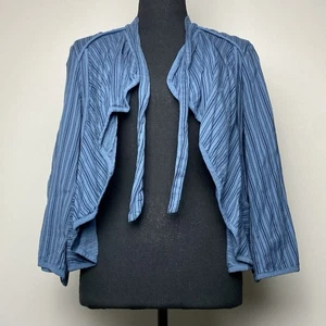 Cárdigan CAbi Texturizado Azul Frente Abierto Corbata Rayas Para Mujer’s Mediano - Imagen 1 de 7