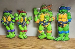 Vintage 1990 TMNT Quadro Questo 3D Appeso a Parete Tartarughe Ninja Set di 4 - Foto 1 di 5