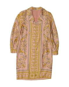 CHRISTIAN DIOR Womens Long Sleeve Shirt Dress IT 44 Medium Pink Floral CY34 - Picture 1 of 3
