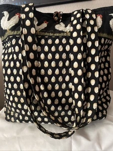 Vera Bradley Bag Chanticleer Multi Tote Rooster Egg Chicken Print 98' Retired GC - Picture 1 of 5