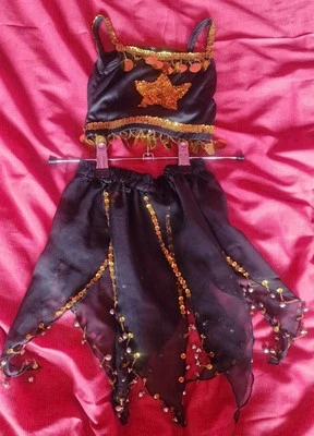 Child's black belly dancing fancy dress costume jangles & gold sequins 2 yrs - Image 1 of 4