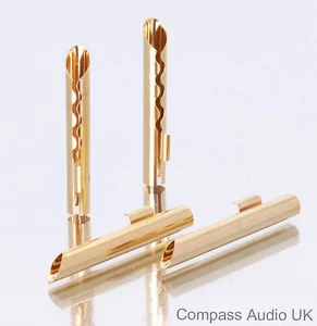 4 BFA 4mm BANANA PLUGS Z-type Gold Plated Hollow Speaker Cable Connectors - Picture 1 of 1